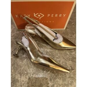 Katy Perry Collections size 10 Oceanview Sling Back Gold Faux Nappa Kitten  Heel